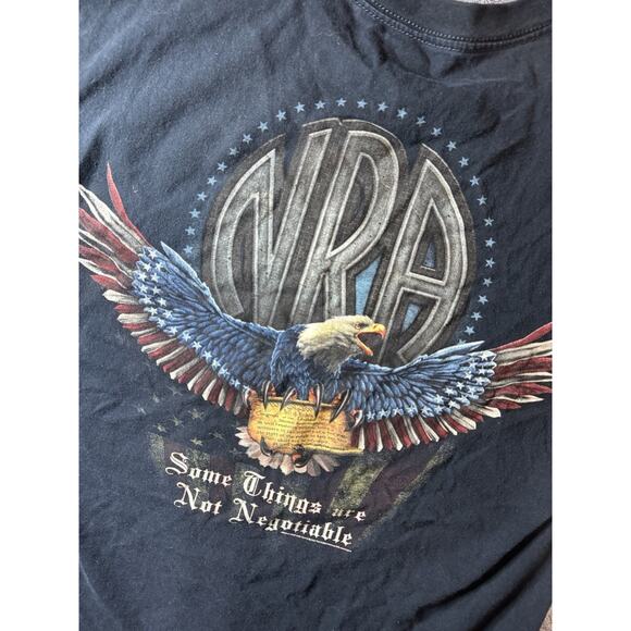 VTG NRA Blue Short Sleeve T Shirt L Mens USA Eagle 2nd Amendment Print Patriot - Picture 5 of 7